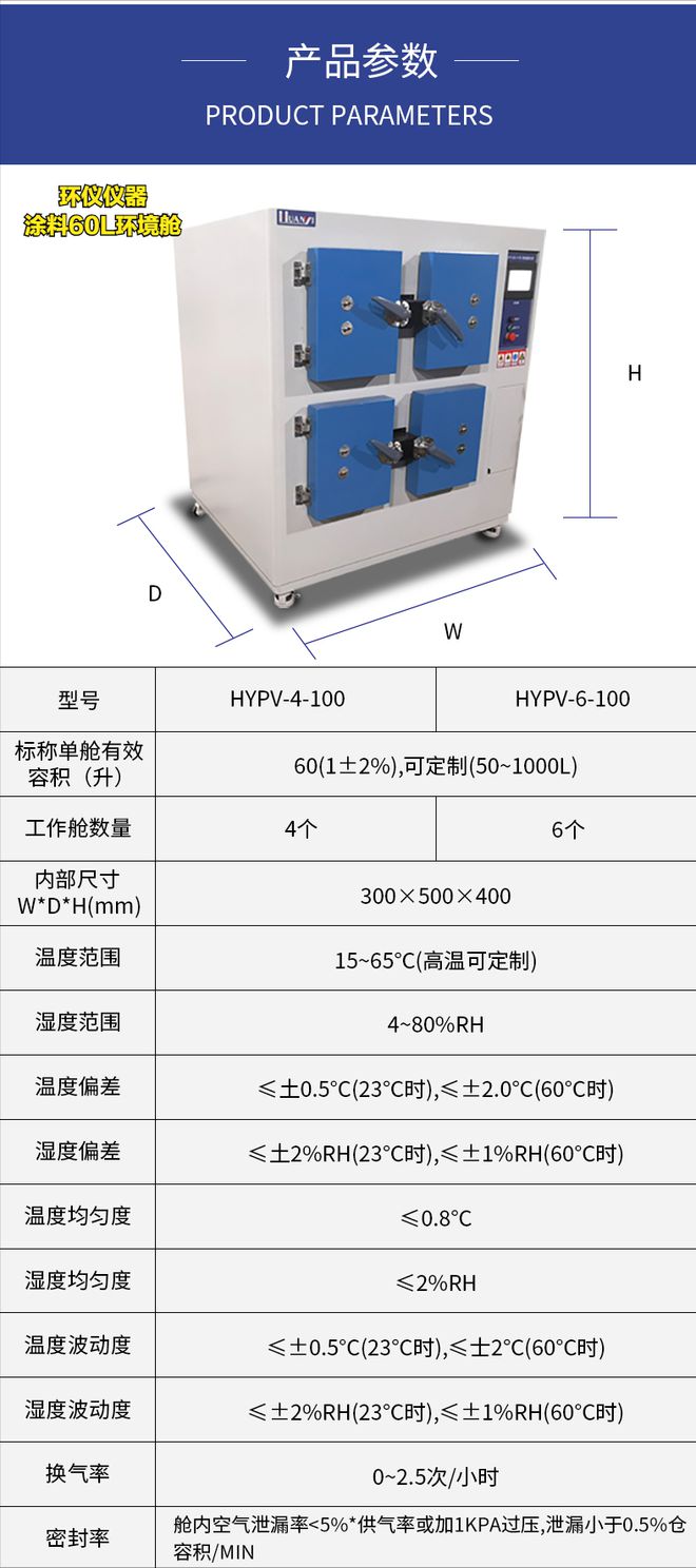 涂料60L環(huán)境測試艙技術(shù)參數(shù)(圖1)